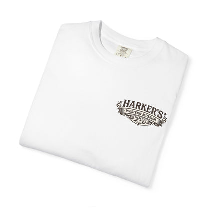 Harker's Bounty Hunter Unisex T-Shirt — “Harker’s Old West Lives Here” Vintage Western Tee
