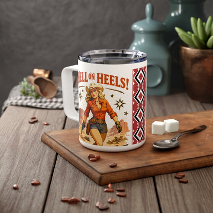 Hell in Heels! Western Cowgirl Insulated Coffee Mug - 10oz Travel Tumbler