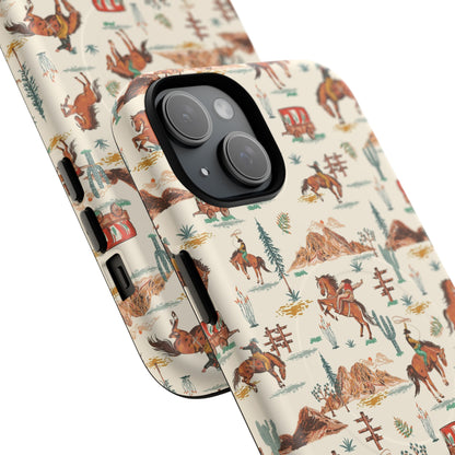 Western Cowboy Pattern Tough Magnetic Phone Case