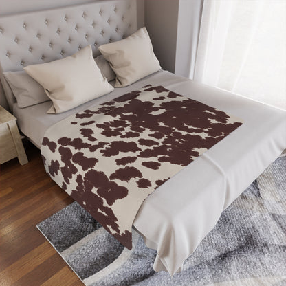 Cozy Cowhide Minky Blanket, Soft Throw for Kids & Adults, Farmhouse Decor, Gift for Baby Showers, Home Essentials, Warm Comfort