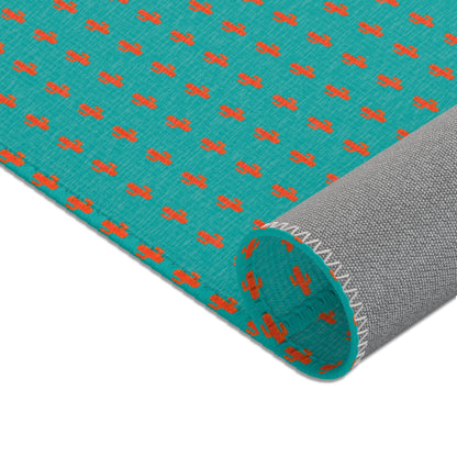 Turquoise & Coral Dot Area Rug — Modern Geometric Accent Rug for Living Room, Bedroom, or Nursery