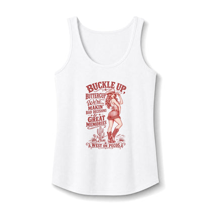 Buckle Up Buttercup Retro Pinup Tank Top — Western Rodeo Graphic Women's Tank