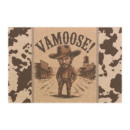 Western-themed Doormat with 'VAMOOSE!' Design, Rustic Entryway Mat, Cowboy Welcome Mat, Funny Home Décor, Cowboy Inspired Gift