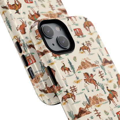 Western Cowboy Pattern Tough Magnetic Phone Case