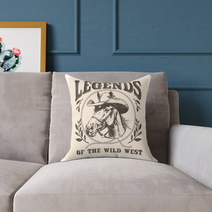 Wild West Legends Pillow | Rustic Square Poly Canvas Cushion