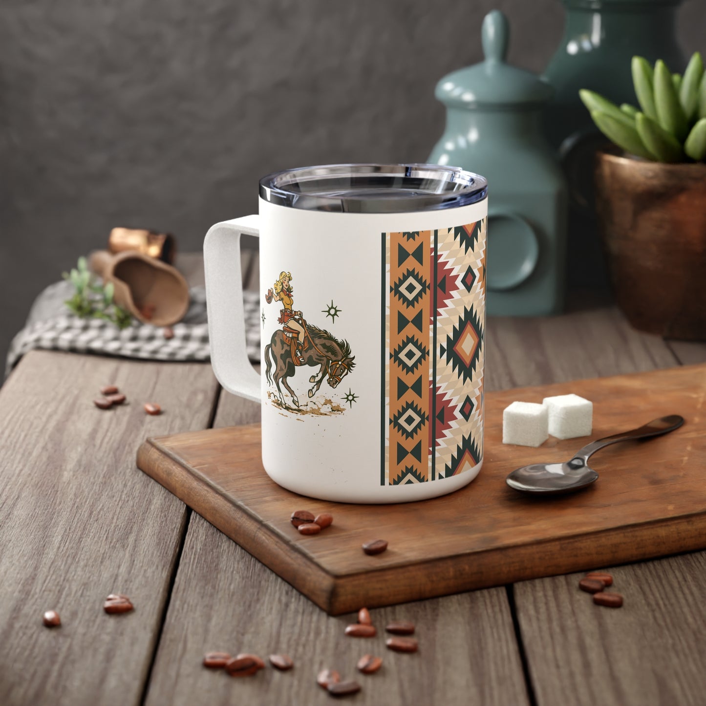 Southwestern Aztec Insulated Coffee Mug — 10oz Travel Tumbler