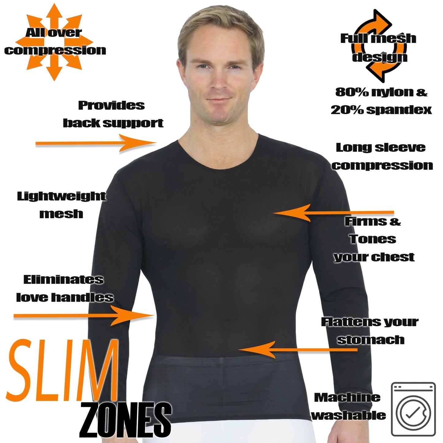 Insta Slim Power Mesh Compression Long Sleeve Crew Neck 180TLS001