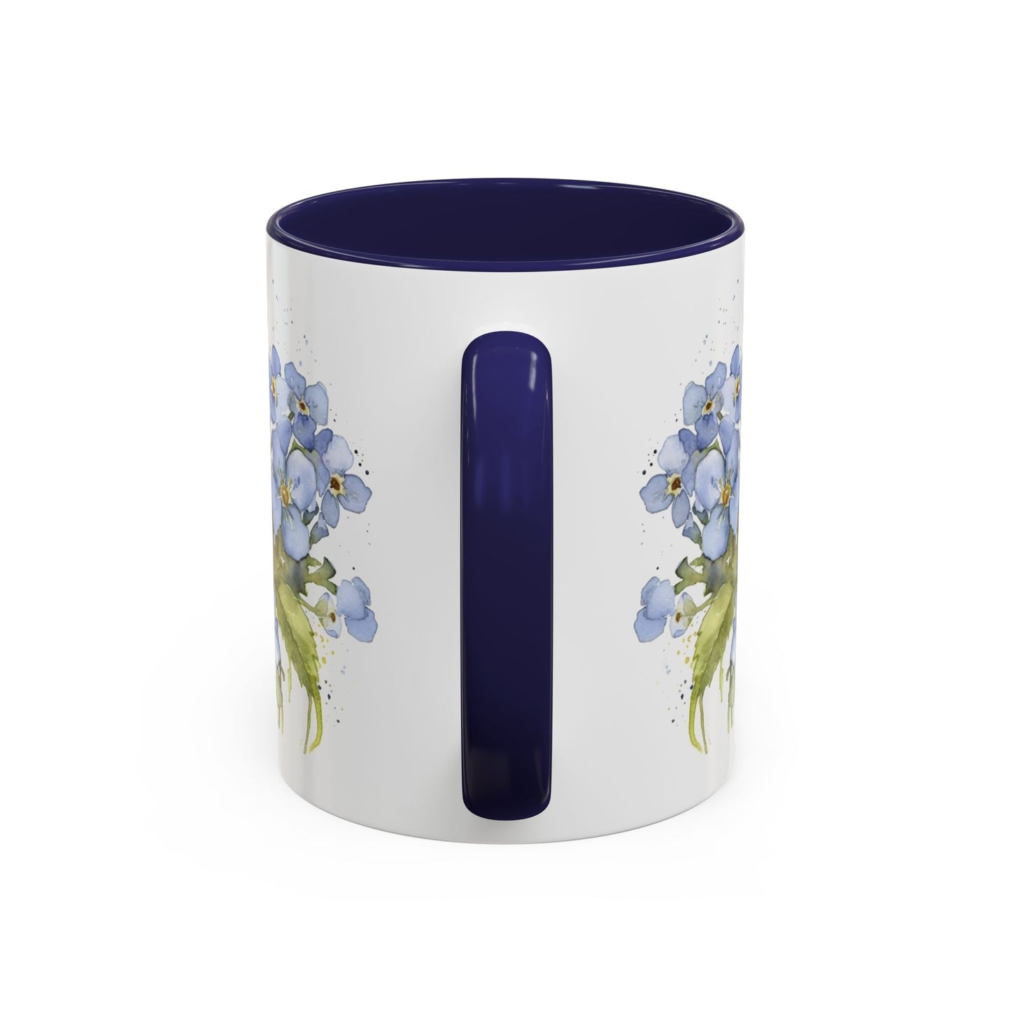 Botanical Bee Blue Floral Ceramic Coffee Mug - Cottage Style Coffee Mug