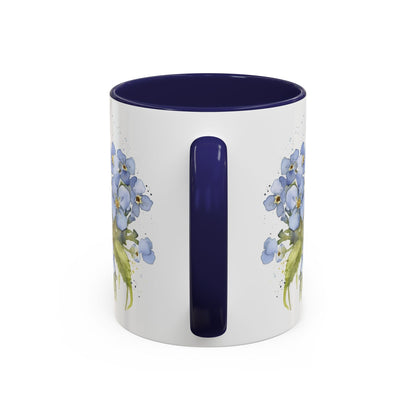 Botanical Bee Blue Floral Ceramic Coffee Mug - Cottage Style Coffee Mug