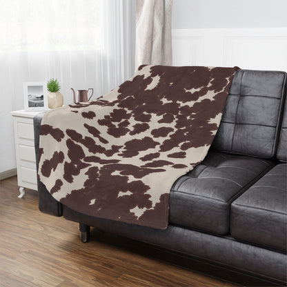 Cozy Cowhide Minky Blanket, Soft Throw for Kids & Adults, Farmhouse Decor, Gift for Baby Showers, Home Essentials, Warm Comfort