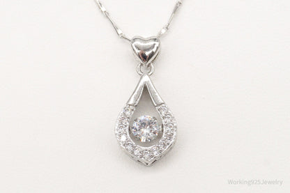 Vintage Cubic Zirconia Art Deco Sterling Silver Necklace