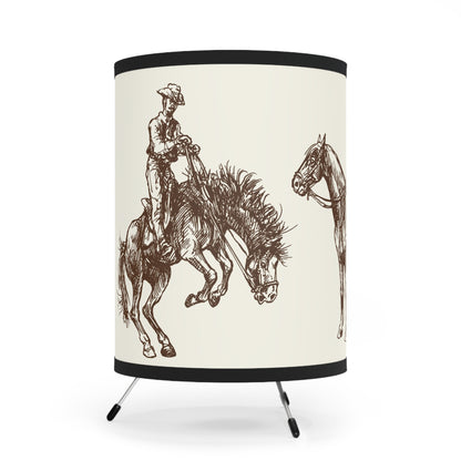 Western Cowboy Tripod Lamp with High-Res Shade