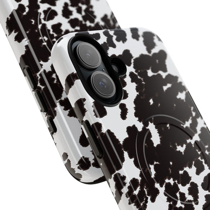 Cow Print Tough Magnetic Phone Case — Black & White Protective MagSafe Cover