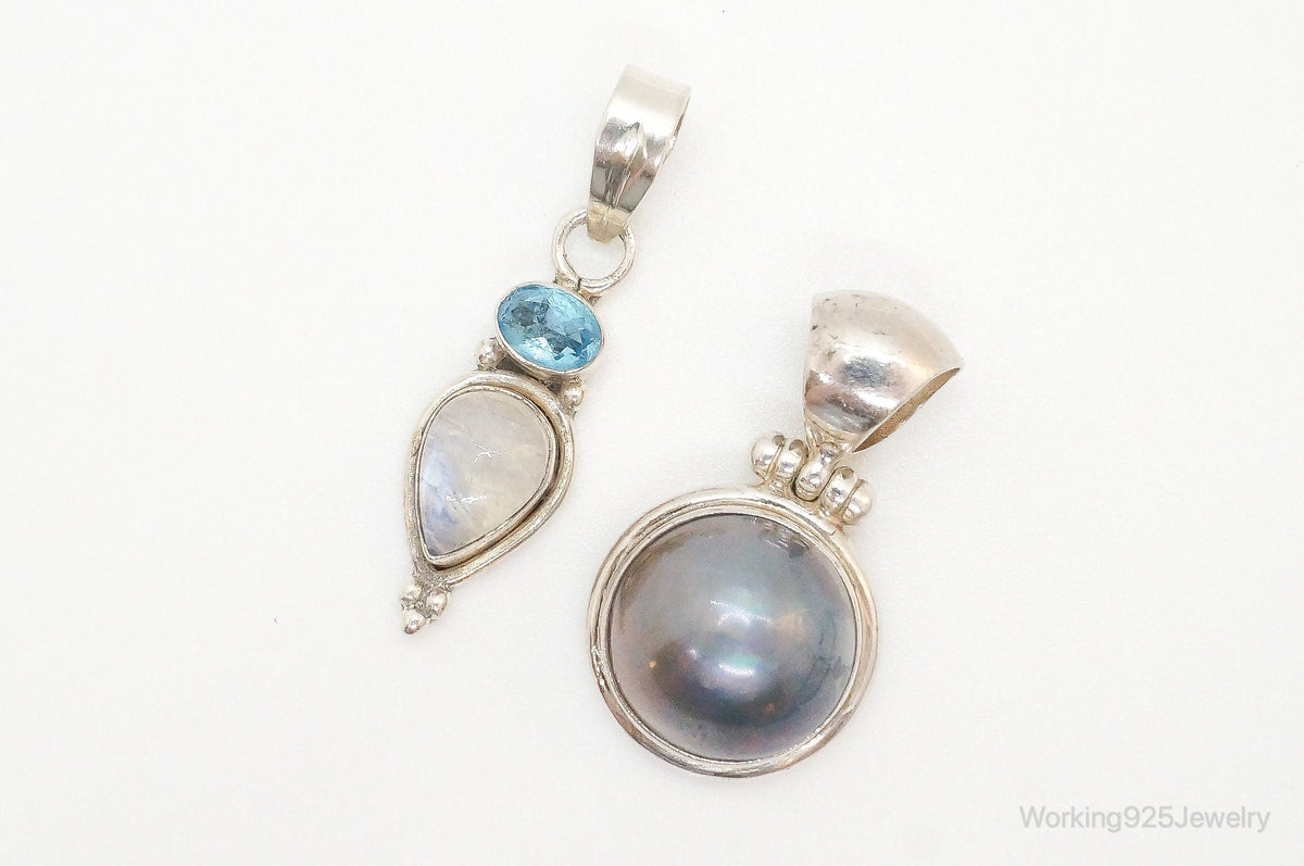 Vintage Multi Gem Sterling Silver Pendants
