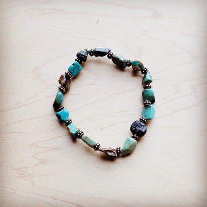 Genuine HuBei Natural Turquoise Beaded Bracelet w/ Copper 810g