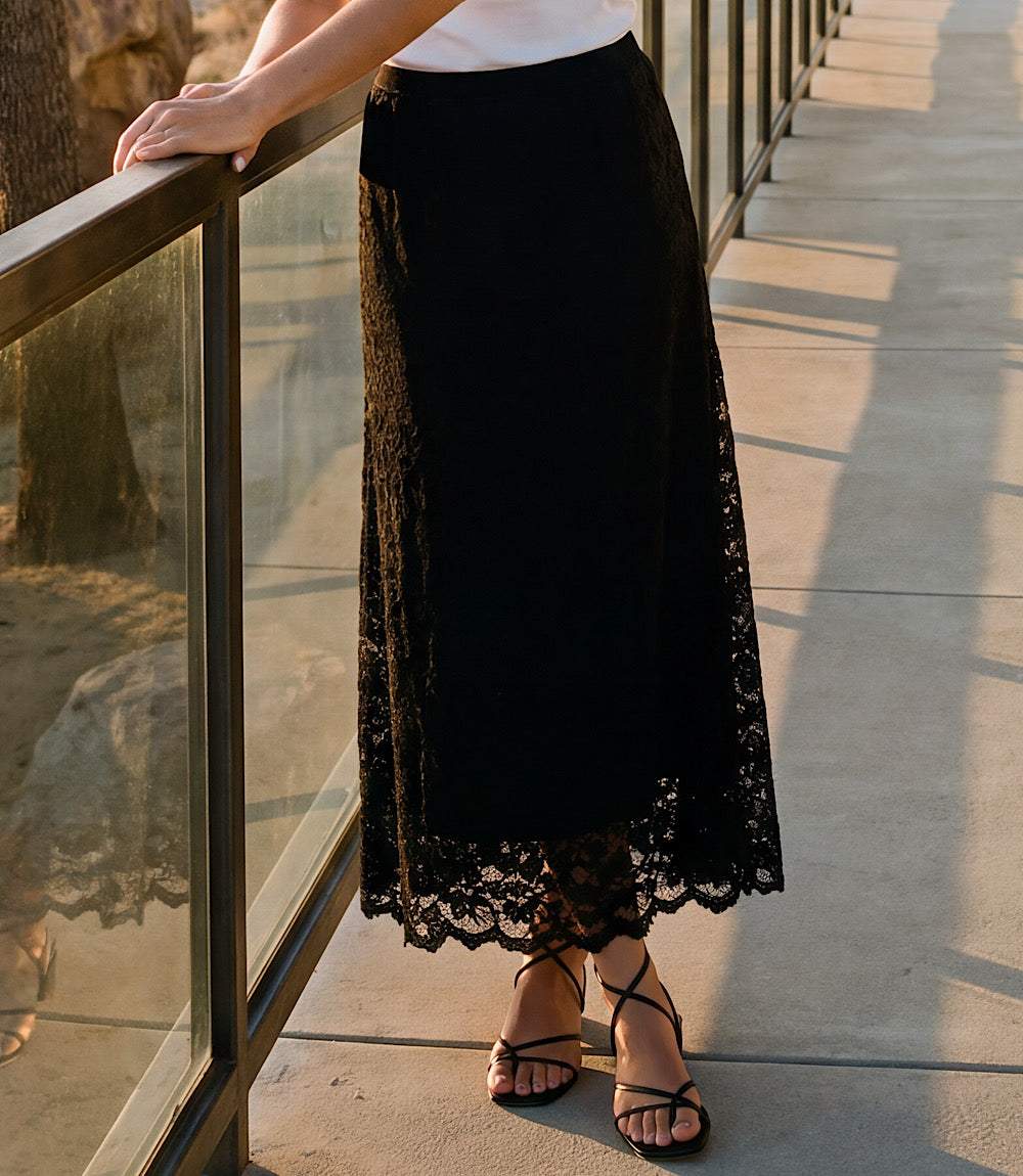 Petite Size Lace Midi Skirt