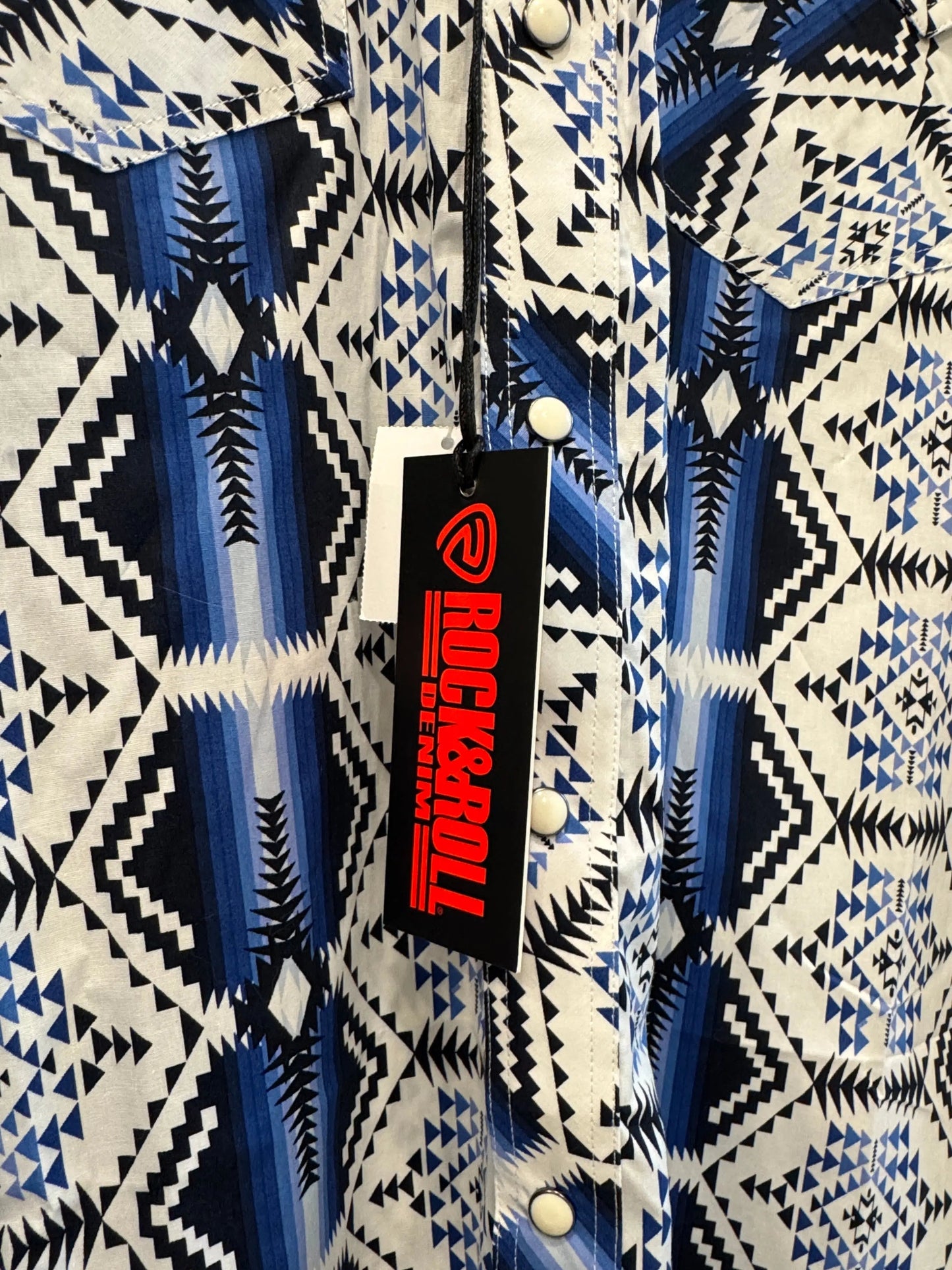 Rock & Roll Denim Mens Modern Fit Aztec Snap Shirt