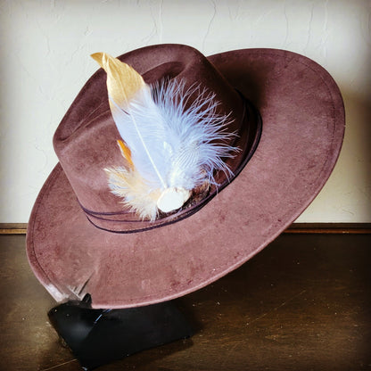 **Boho Western Hat w/ Choice of Feather Hat Band-Brown 982d