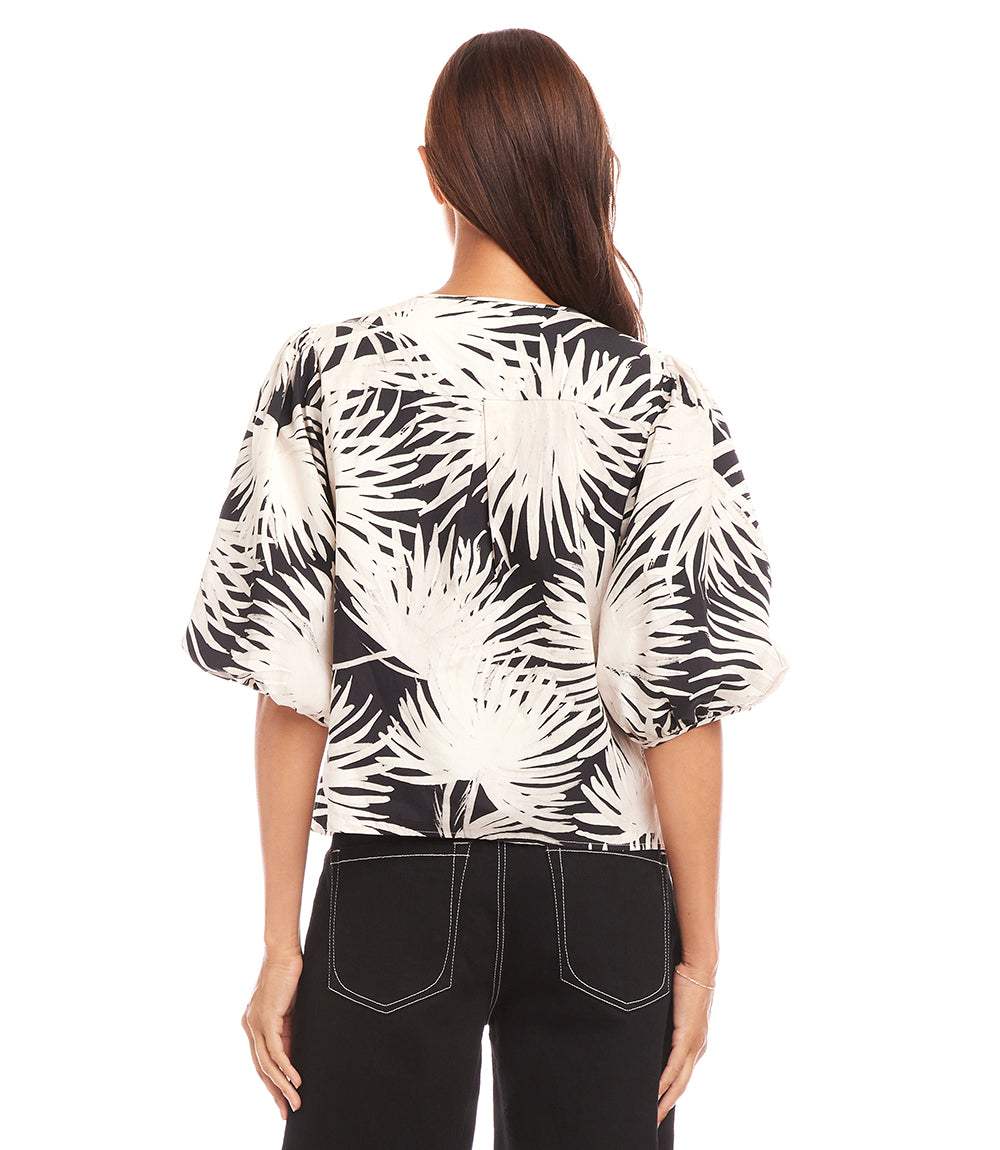 Puff Sleeve Button-Front Shirt