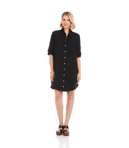 Petite Size Ruched Sleeve Shirtdress