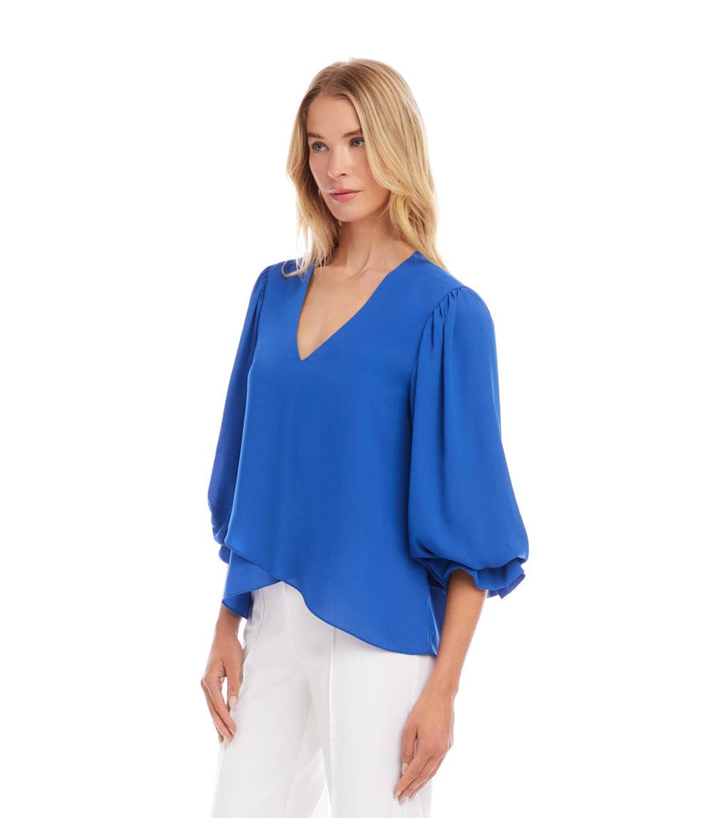 Layered Sleeve Asymmetric Top