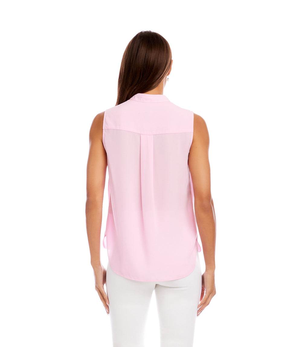Sleeveless Drape Front Top