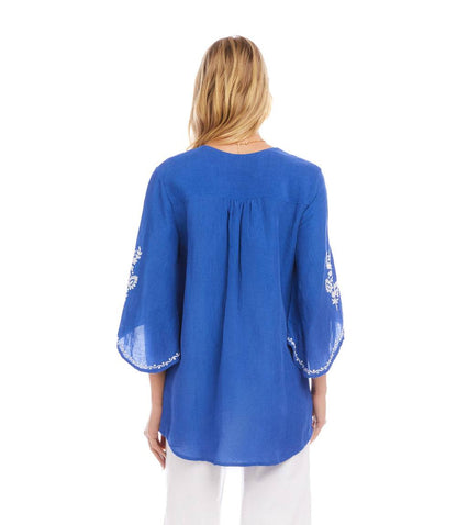 Bracelet Sleeve Embroidered Asymmetric Top