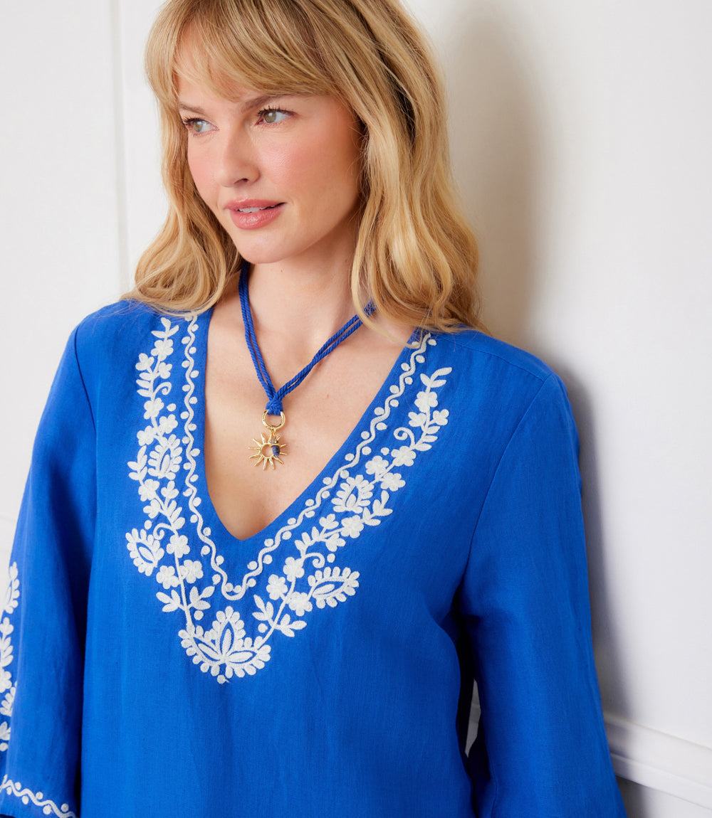 Bracelet Sleeve Embroidered Asymmetric Top