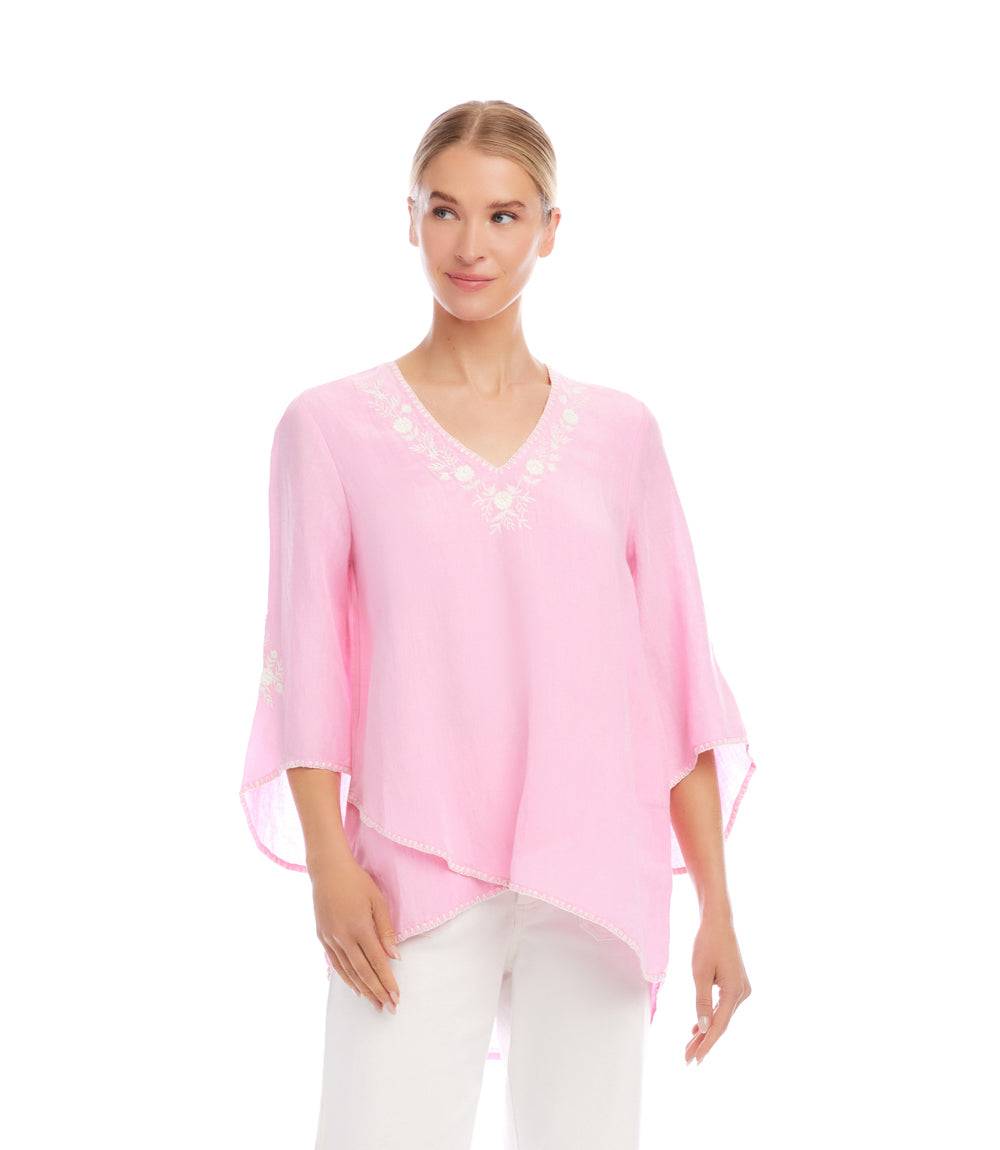 Bracelet Sleeve Embroidered Asymmetric Top