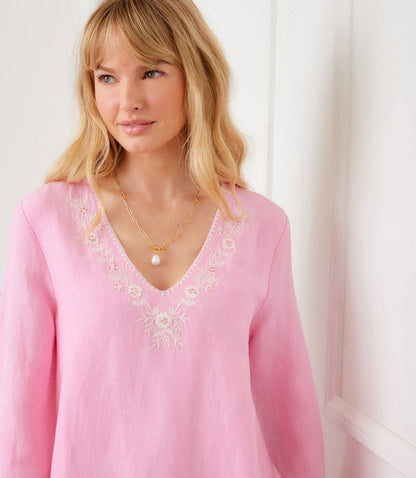 Bracelet Sleeve Embroidered Asymmetric Top