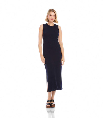 Ribbed Sleeveless Midi Column Dress