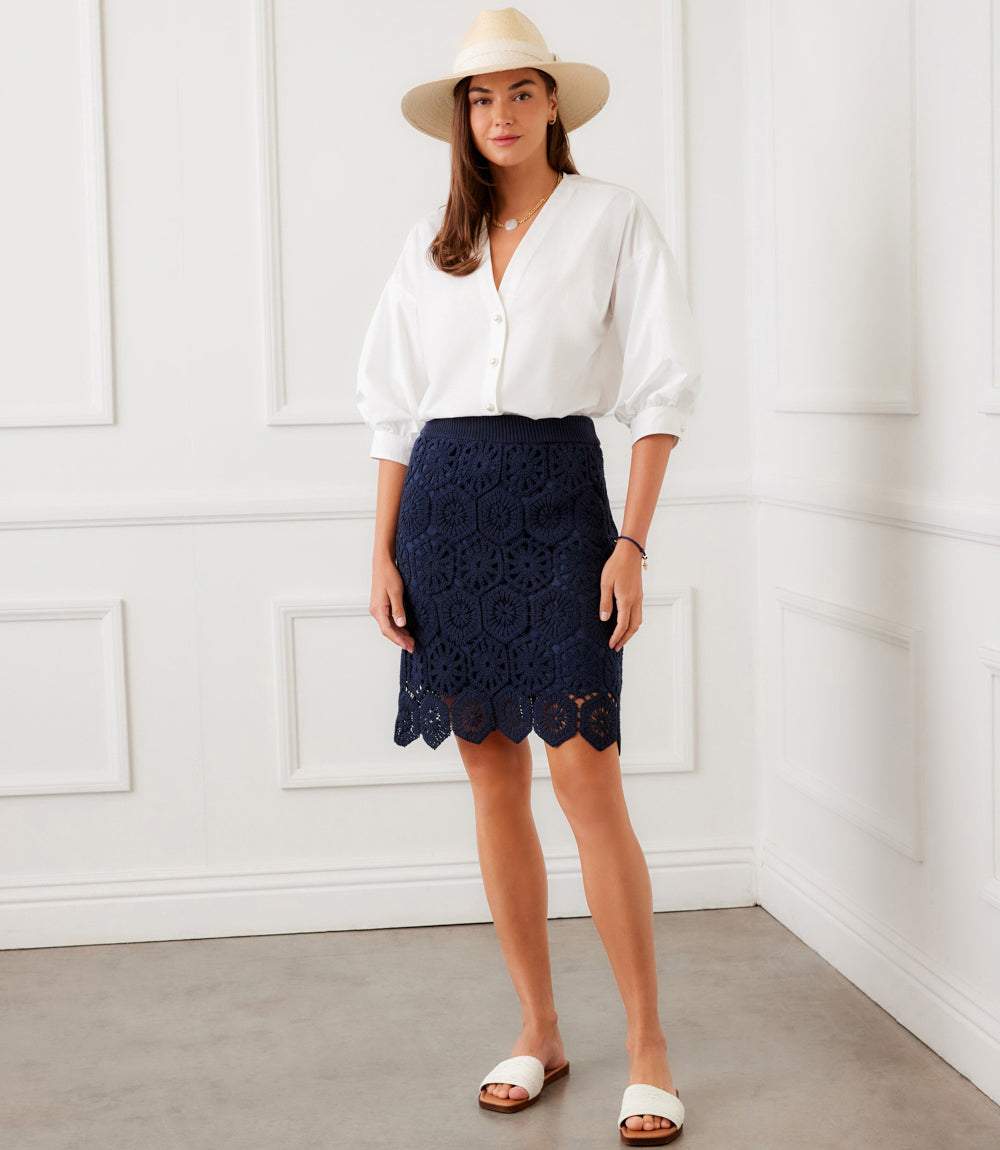 Lantern Sleeve Pearl Button Top