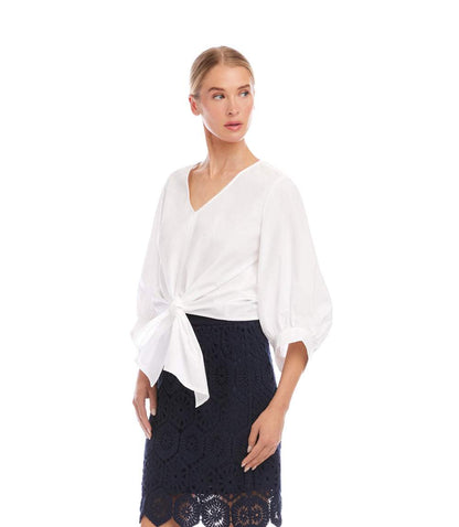 Blouson Sleeve Tie-Front Top