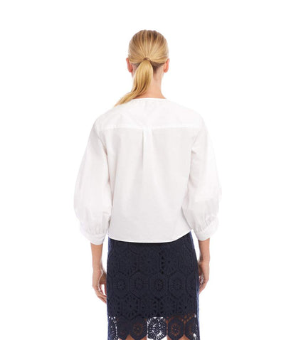 Blouson Sleeve Tie-Front Top