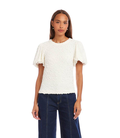 Puff Sleeve Textured Top