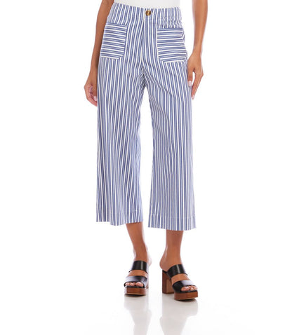 Stripe Cropped Wide-Leg Pants