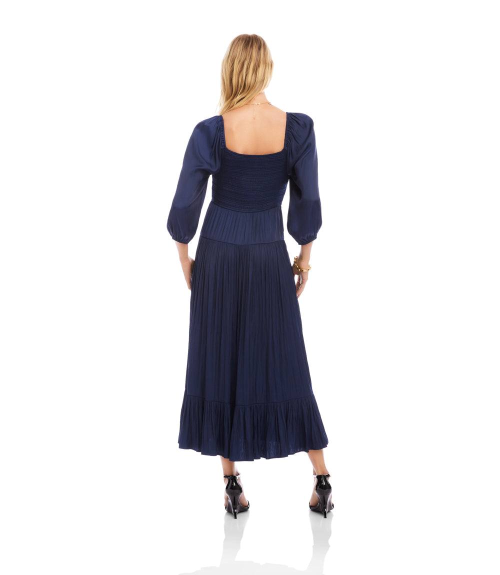 Blouson Sleeve Smocked Midi Dress