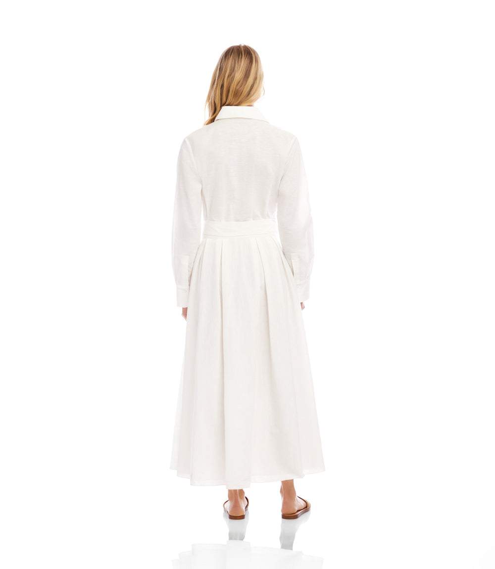 Lace Applique Midi Shirtdress