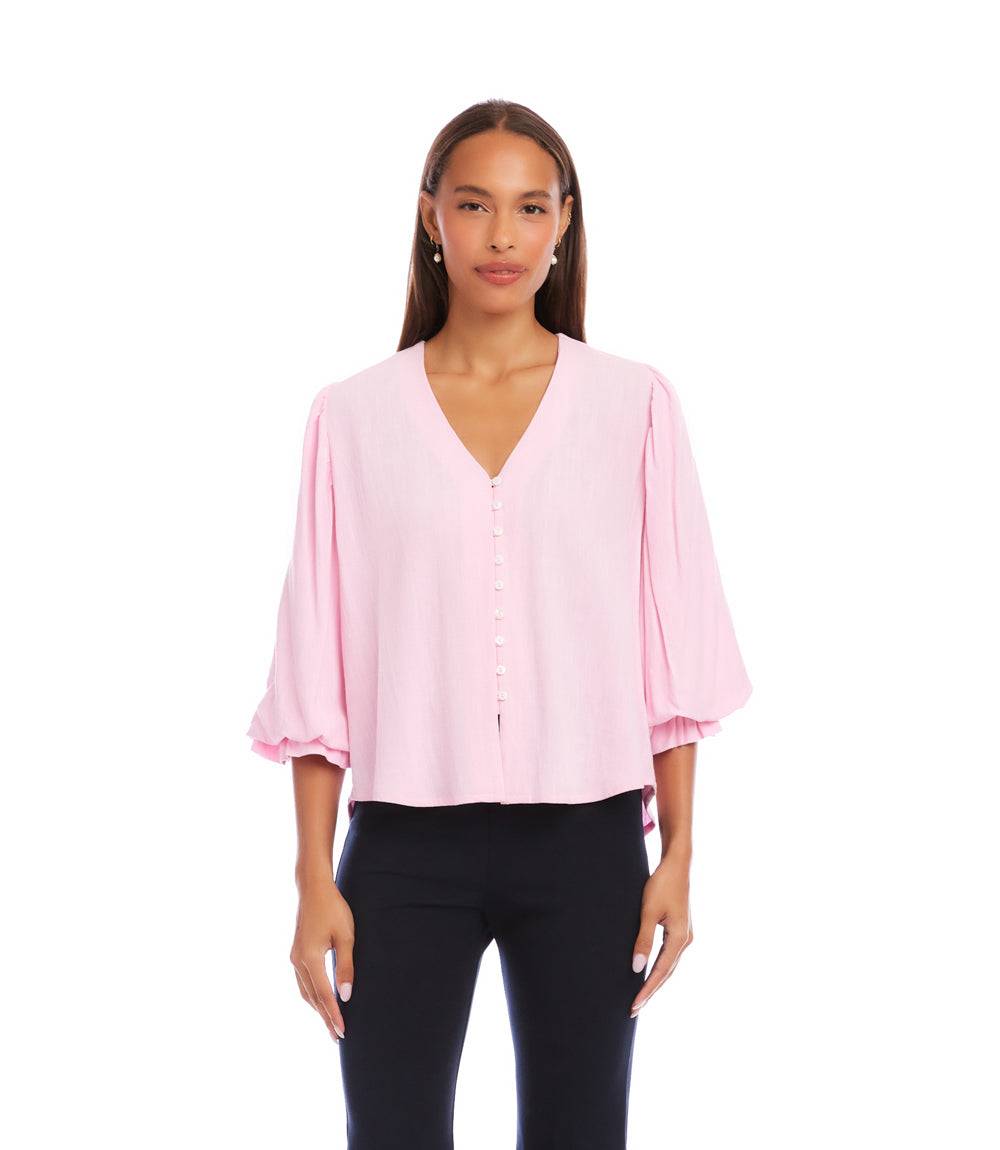 Layered Sleeve Shirred Blouse