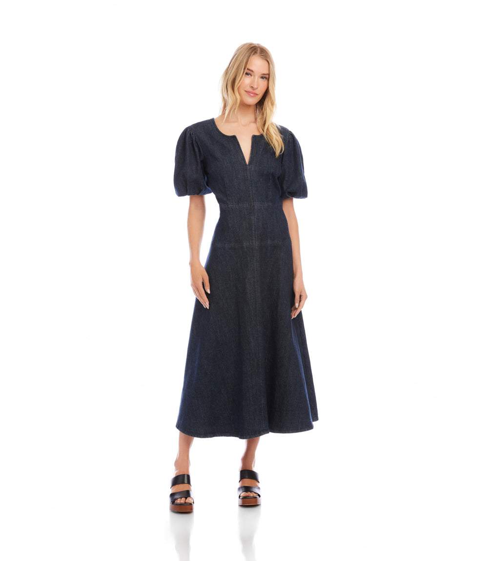 Puff Sleeve Midi Dress