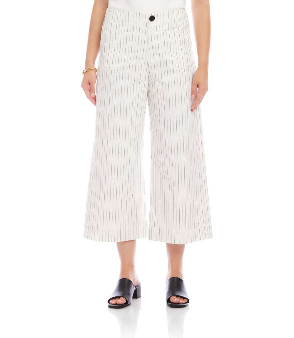 Stripe Cropped Wide-Leg Pants