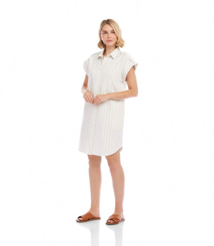 Stripe Cap Sleeve Shirtdress