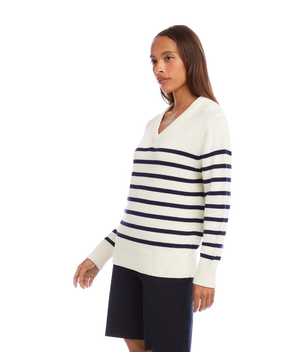 Stripe V-Neck Sweater