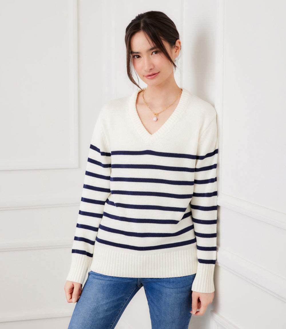 Stripe V-Neck Sweater