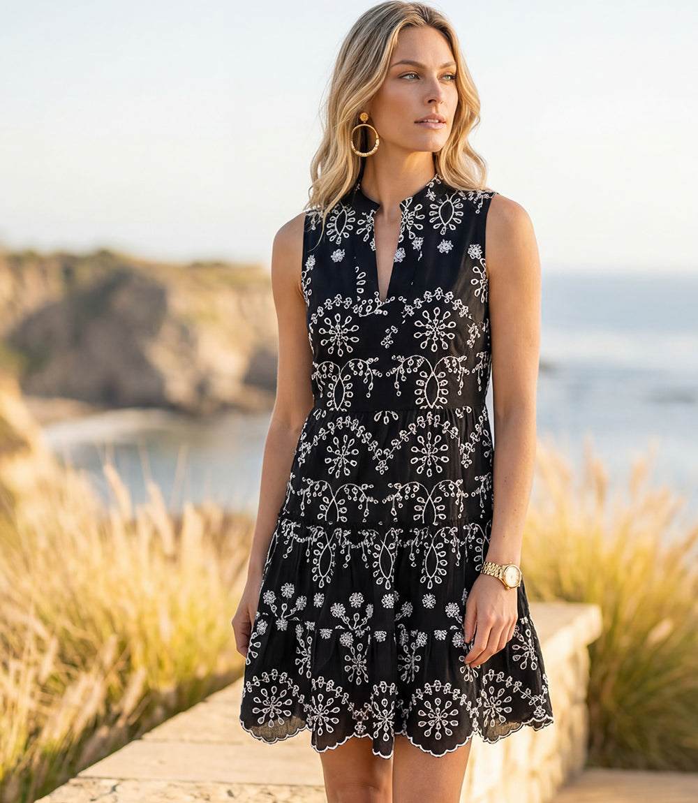 Sleeveless Eyelet Dress