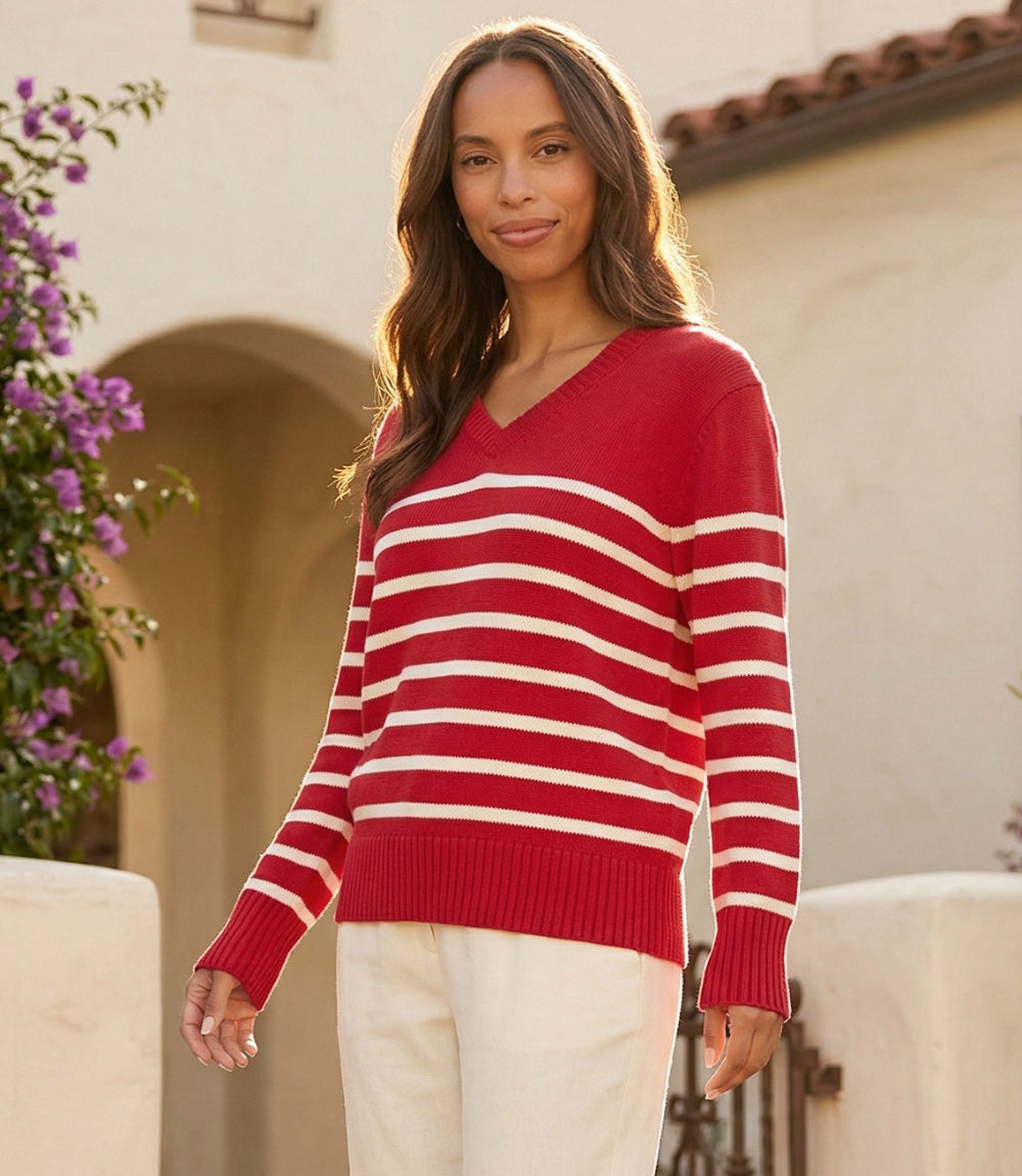 Stripe V-Neck Sweater