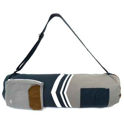 Organic Yoga Mat Bag - Blue & Grey