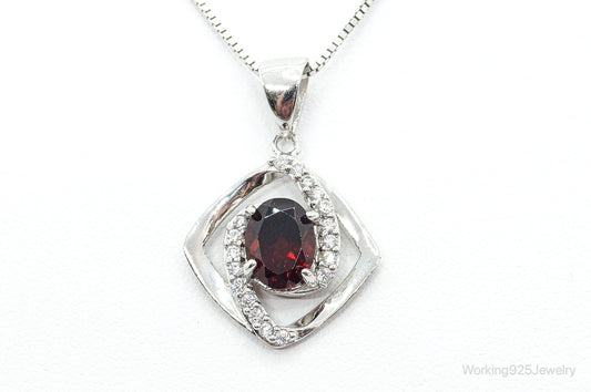 Garnet Cubic Zirconia Sterling Silver Necklace