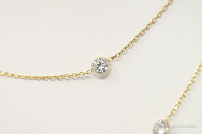 Vintage Gold Vermeil Cubic Zirconia Sterling Silver Necklace