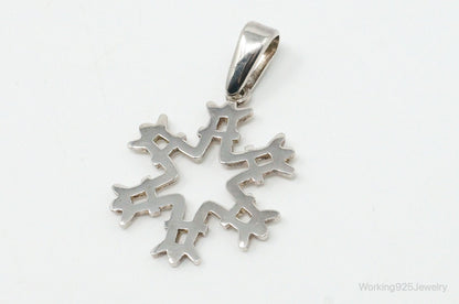 Large Vintage Mexico Snowflake Sterling Silver Pendant